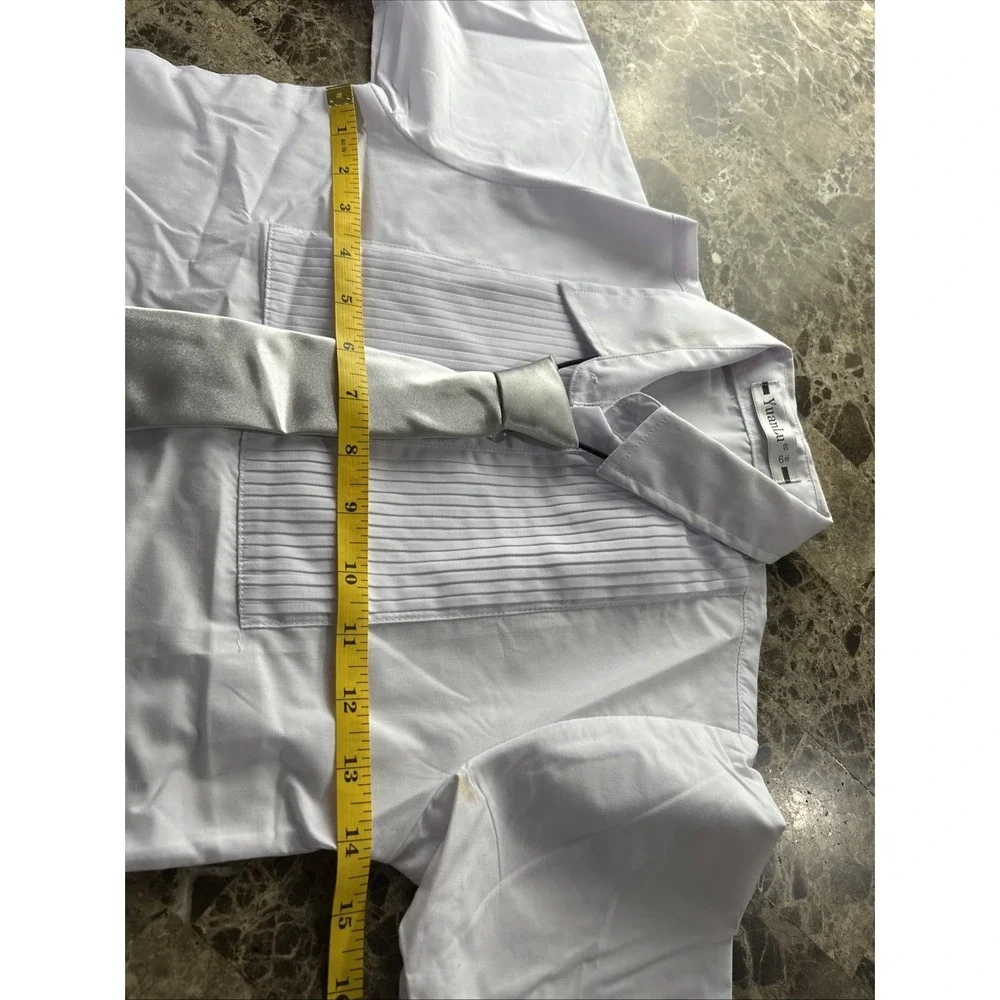 Yuan Lu Boy's Tuxedo Shirt & Tie #9 White Trousers and Waistcoat Vest Gray Set 4